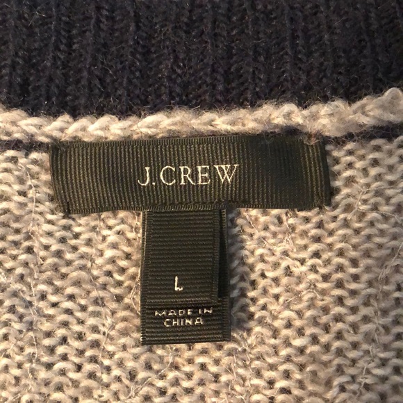 J. Crew Wool Blend Sequin Gray & Navy Sweater LG - Picture 8 of 10